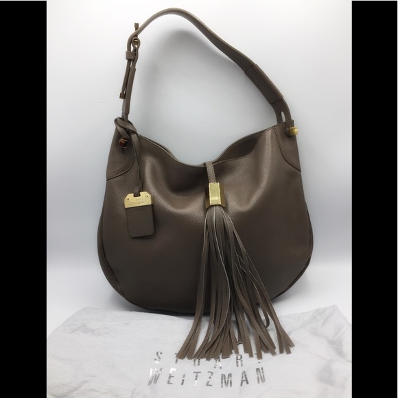 Stuart Weitzman Handbags - Stuart Weitzman Taupe Leather Shoulder Bag